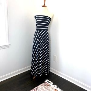 Strapless dress navy and white stripe plus size 1X